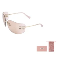 Солнцезащитные очки MIU MIU с западной оправой и логотипом, цвет Gold 27984032