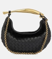 Маленькая кожаная сумка через плечо sardine Bottega Veneta, черный 6951616