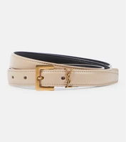 Ремень из кожи с монограммой Saint Laurent, бежевый 2108682