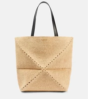 Складная сумка-пазл Fold XL из рафии Loewe, Natural/Black 25641860