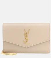 Маленький кожаный клатч Uptown Saint Laurent, бежевый 2110378