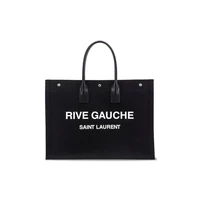 Сумка-тоут Saint Laurent Rive Gauche Lino Legend Large Tote Bag, черный/белый 15110447