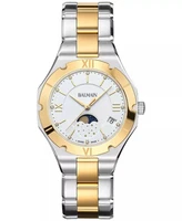 Женские часы-браслет Swiss Be Balmain Moonphase Diamond (1/20 ct. t.w.) из двухцветной нержавеющей стали, 33 мм 25219570