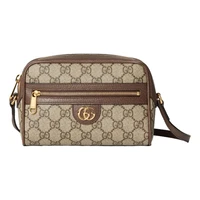 Мини-сумка на плечо Gucci Ophidia GG Super Mini, бежевая 21113785