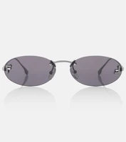 Первые овальные солнцезащитные очки Crystal Fendi, Shiny Ruthenium/Solid Smoke 25623711