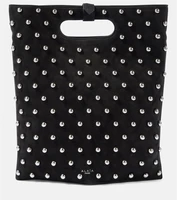 Сложенная сумка-тоут из замши с украшением Alaïa, черный 6950272