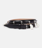 Ремень из кожи с искусственным жемчугом Alaïa, черный 2113979