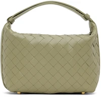 Зелёная мини-сумка Wallace Bottega Veneta, Travertine/Gold 21475074
