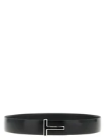 Лакированный кожаный ремень TOM FORD, черный 47356314