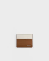 Картхолдер из кожи сафьяно Prada, коричневый 47343480