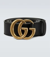 Кожаный ремень с пряжкой в виде двойной буквы G Gucci, черный 2100835