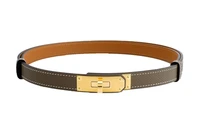 Кожаный ремень унисекс Hermes Kelly, цвет elephant gray/golden brown 4510953