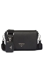 Сумка на плечо из сафьяновой кожи Prada, черный 25858796