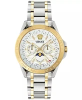 Мужские часы Swiss V-Galaxy Moonphase с двухцветным браслетом из нержавеющей стали, 43 мм Versace 25267298