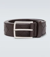 Кожаный ремень Intreccio Bottega Veneta, коричневый 2093884