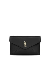 Большой клатч-конверт Cassandre из кожи ягненка Saint Laurent, цвет Black 6765784