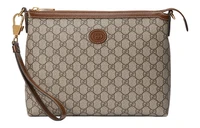 GUCCI Сумка через плечо мужская из холста GG Supreme с кожаными вставками коричневая и бежевая 27944674