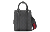 GUCCI Миниатюрная мужская сумка через плечо из кожи и текстиля GG Supreme черный 27944678