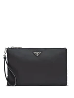 Prada сумка-клатч Re-Nylon с треугольным логотипом, черный 15691814
