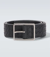 Кожаный ремень Piccolo Intrecciato Bottega Veneta, Black-Silver 25625936