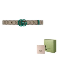 Ремень кожаный Gucci мужской, бежевый / зеленый 13903411