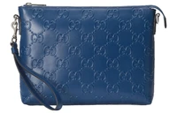 GUCCI Кожаный мужской мессенджер клатч среднего размера синий 27945129