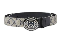 Ремень кожаный Gucci мужской, белый / черный 13999798