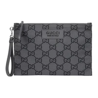GUCCI Переработанный полиэстеровый клатч мужской темно-серый и черный 27945796