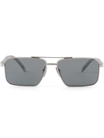 Prada Eyewear солнцезащитные очки с прямоугольной оправой и двойной перемычкой, серебристый 15670921