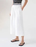 Укороченные широкие брюки из эластичного футера двухнитки D44.141