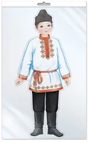*Ф-14038 ПЛАКАТ ВЫРУБНОЙ А3 В ПАКЕТЕ. Мальчик в чувашском костюме (блестки в лаке, в индивидуальной упаковке, с европодвесом и клеевым клапаном) - группа Костюмы 313307862