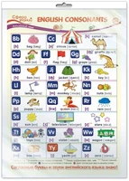 *ПО-13586 ПЛАКАТ А3 В ПАКЕТЕ. Английский язык во 2 классе. English Consonants (английские согласные, в индивидуальной упаковке, с европодвесом и клеевым клапаном) 1615369194