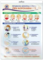 *ПО-13509 ПЛАКАТ А3 В ПАКЕТЕ. Правила безопасности при коронавирусе (в индивидуальной упаковке, с европодвесом и клеевым клапаном) 1538238454