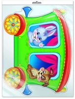 *Ф-9053 ПЛАКАТ ВЫРУБНОЙ А3 В ПАКЕТЕ. Вагон со зверятами (блестки, УФ-лак, в индивидуальной упаковке, с европодвесом и клеевым клапаном) 768547961