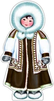 Ф-9510 Плакат вырубной А3. Девочка в чукотском костюме (блестки в лаке) - группа Костюмы 1022526850