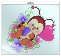 *ФМ-9333 ПЛАКАТ ВЫРУБНОЙ А4 В ПАКЕТЕ. Божья коровка с сердцем (блестки, в индивидуальной упаковке, с европодвесом и клеевым клапаном) 1978517830