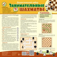 Занимательные шахматы. Дидактический набор: раскладная шахматная доска с прорезями для фигур + 32 шахматные фигурки 1251058816
