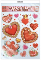 *НП-7231 Наклейки А3+. Сердечки в цветах и кружевах (многоразовые, УФ-лак, в индивидуальном пакете, с европодвесом и клеевым клапаном) 144592697