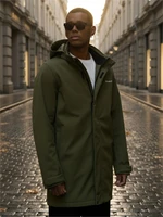 Парка спортивная мужская с капюшоном softshell цвета хаки 9565Kh 747258048