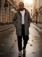 Парка спортивная мужская с капюшоном softshell серого цвета 9565Sr 958314266