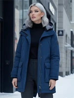Парка женская зимняя MTFORCE c капюшоном синего цвета 2329S 950631721