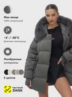 Куртка зимняя женская с мехом и капюшоном тренд темно-зеленого цвета 7737TZ 271436359