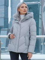 Куртка зимняя женская из овчина стильная и модная серого цвета 7348Sr 1193665027