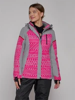 Горнолыжная куртка женская зимняя розового цвета 2272R 147714939