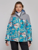 Горнолыжная куртка женская зимняя синего цвета 2252S 396047019