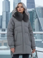 Куртка зимняя женская с мехом и капюшоном тренд коричневого цвета 7608K 878503777