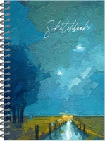 Блокнот для зарисовок SKETCHBOOK А5 с жесткой ламинированной обложкой 60л. НОЧНОЙ ПЕЙЗАЖ 1264261063