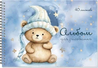 Альбом для рисования МИШКИ TEDDY В ШАПОЧКЕ А4 40л. обложка-картон, блок - офсет 100 г/квм ,на мет.гребне 622392205