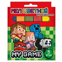 77055 Мел цветной My Game, для асфальта, JUMBO, 5 шт. в картонной упаковке 2075867790