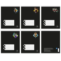 78395 Тетрадь Blocks черный, формат А5, на скрепке, 12 листов, клетка с полями, внутренний блок офсет 60-65 г/м2, 100% белизна, обложка 190г/м2, 5 дизайна в спайке, 25 шт. в спайке 611320413
